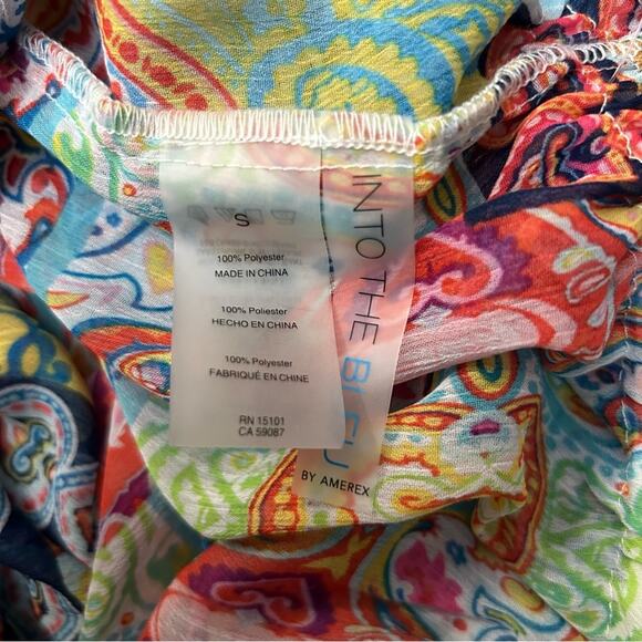 Into The Bleu by Amerex Sheer Mixed Print Swimsuit Cover Dress Small - Picture 3 of 5